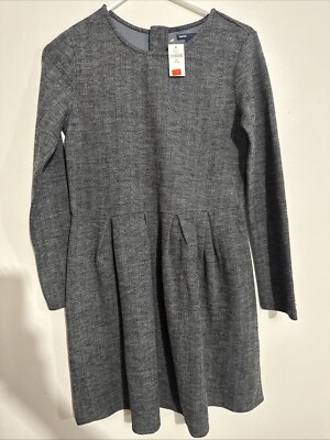 GAP KIDS GIRLS SKATER DRESS GREY HERRINGBONE PLEATED SKIRT XXL NEW!