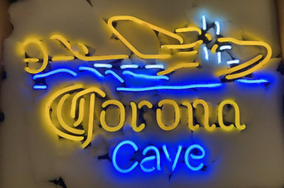 Corona Seaplane Plane Cave Beer 17''x14'' Neon Sign Light Lamp Bar Wall Decor