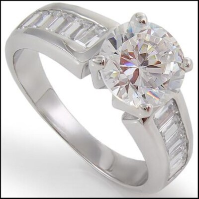 Captivating Womens White Gold Rhodium Plated Full 2.0 CTW Channel Setting Baguet