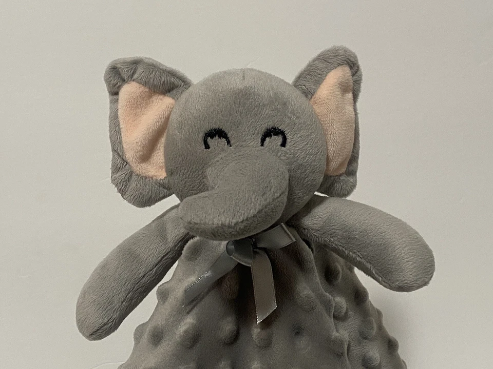 Manta de seguridad Pro Goleem gris elefante Lovey borde satinado Minky orejas arrugadas Foto 4 de 4