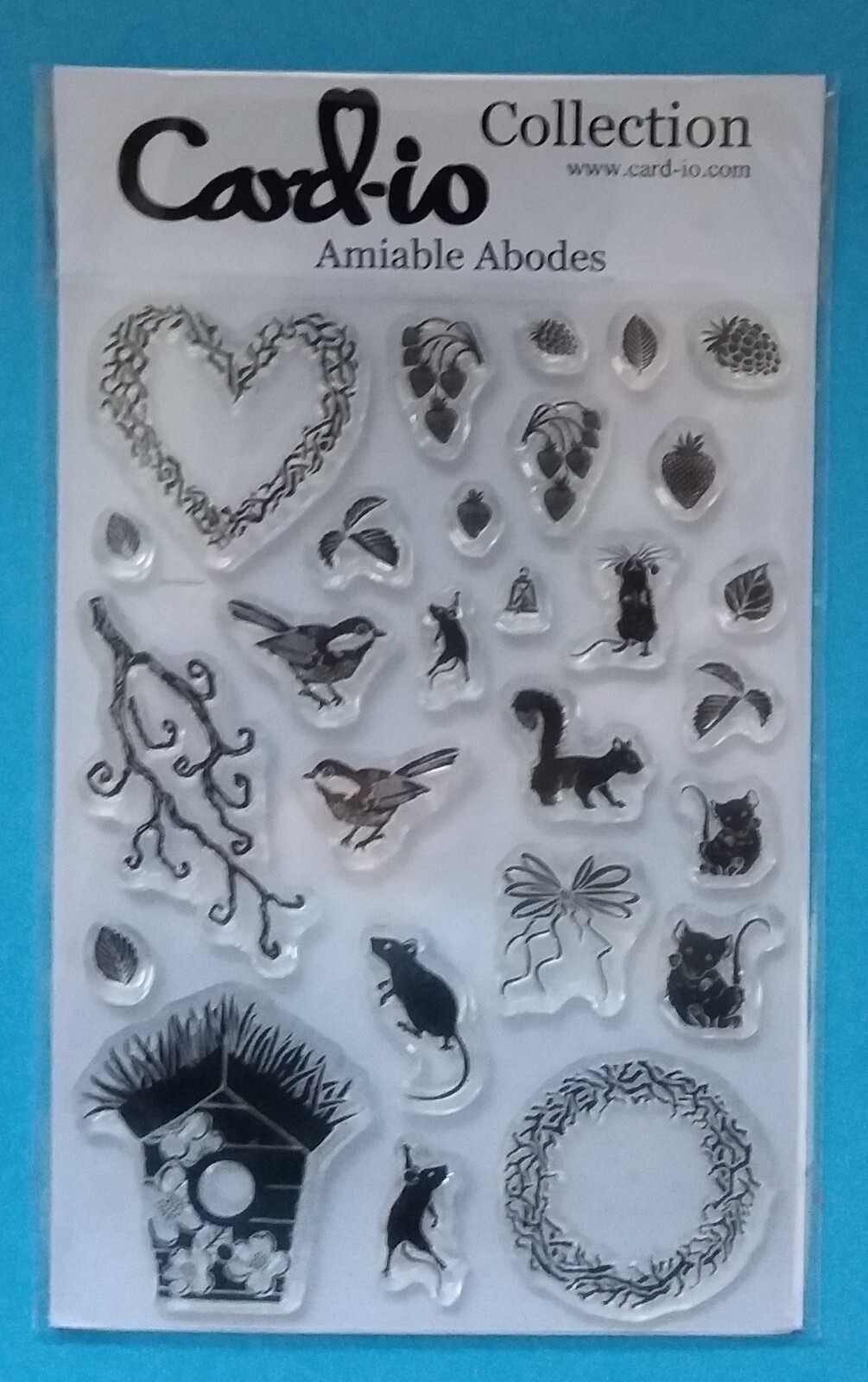 CARD-IO  Collection  AMIABLE ABODES  CDCCSTAMI-01  STAMP SET fruit squirrel bird