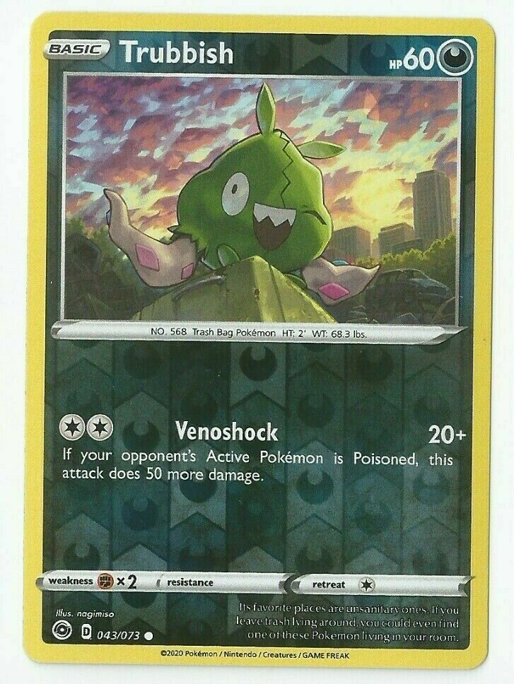 Pokemon -  Trubbish - 043/073 -  Reverse Holo - Champion's Path - NM/M - New