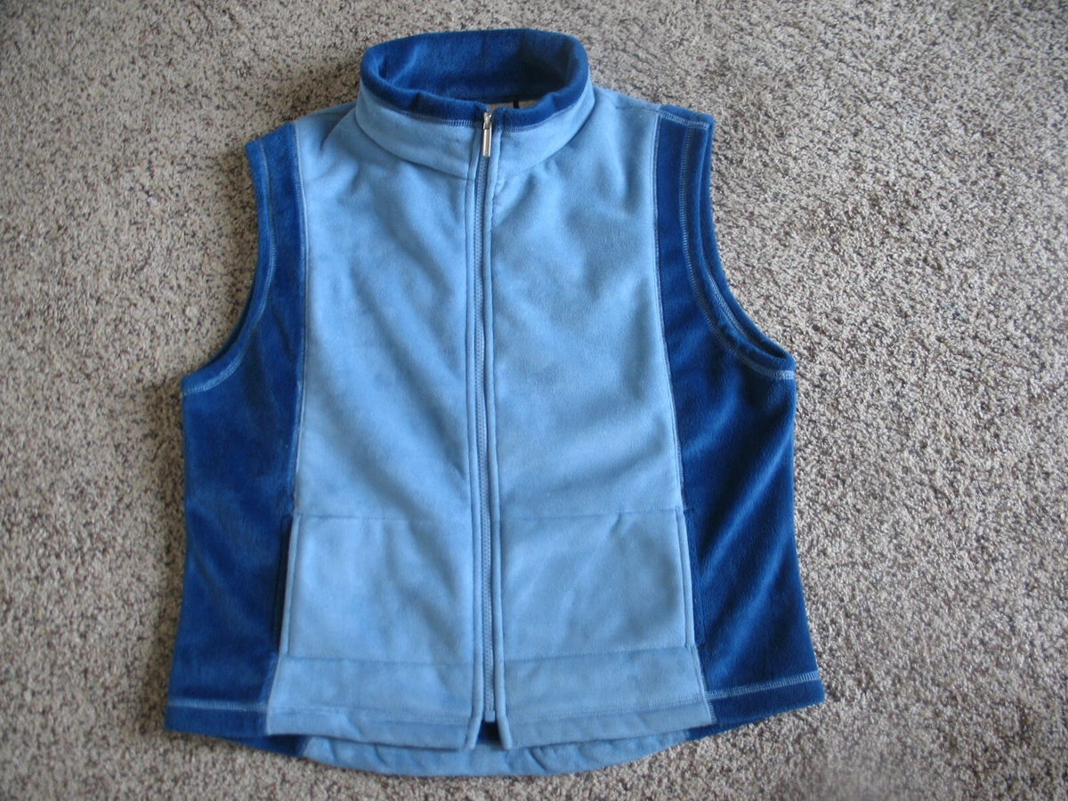 TSUNAMI GORGEOUS BABY BLUE SUEDE AND SOFT DARK BLUE FUR ZIP UP VEST Sz MEDIUM