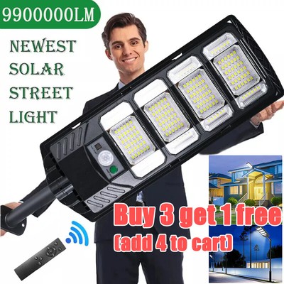 Outdoor Solar Street Light Motion Sensor Lamp Commercial Dusk To Dawn Road Lamp~