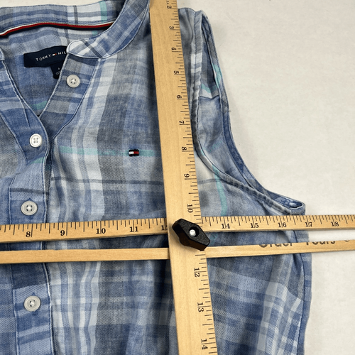 🔥 55% OFF! Tommy Hilfiger Midi Dress 6 Plaid Sleeveless Button Front Drawstring - Picture 6 of 9