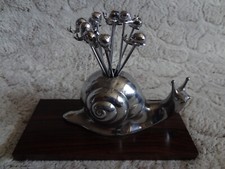 ancien porte pics à escargots ART DECO en métal Chromé et ébène de macassar