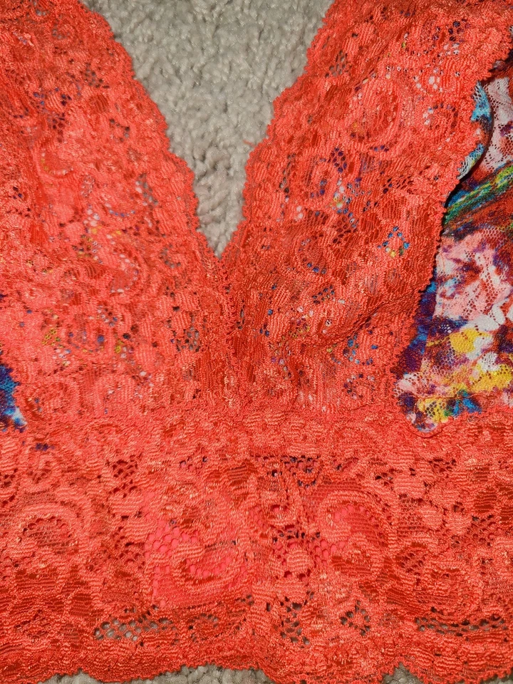 Sujetador Soma Bralette Para Mujer Talla M Encaje Artístico Floral Naranja Estilo 0317 Foto 4 de 4