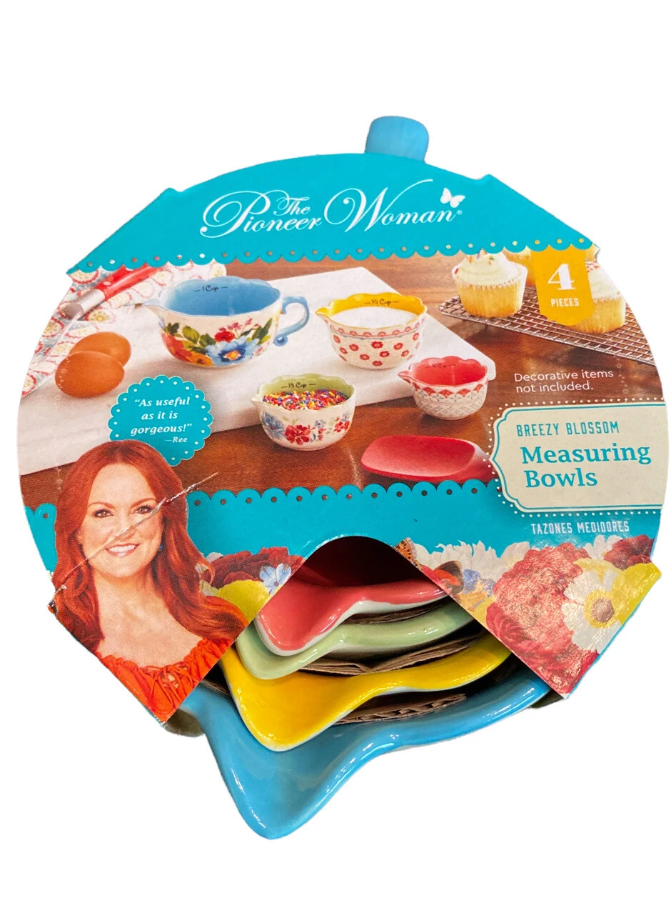 NEW Pioneer Woman Breezy Blossom Measuring Cups Bowls 4 Piece Set Stoneware