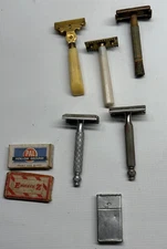 Lot of Vintage Safety Razors Gilette, Schick Eversharp, Conrad Comb & Blades