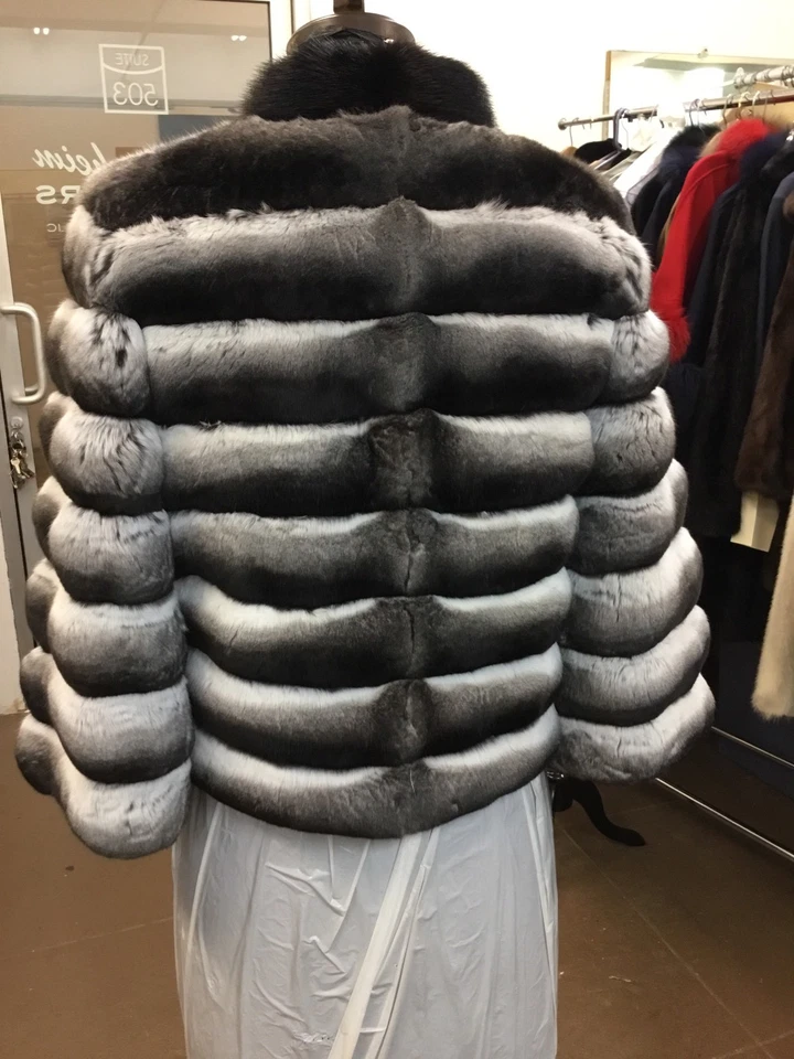 НАТУРАЛЬНЫЙ ИМПЕРАТРИЦЫ ШИНШИЛЛА И ЧЕРНАЯ НОРКА ВЫСШЕГО КАЧЕСТВА КУРТКА ПАЛЬТО SAKS НОВЫЙ - Изображение 3 из 4