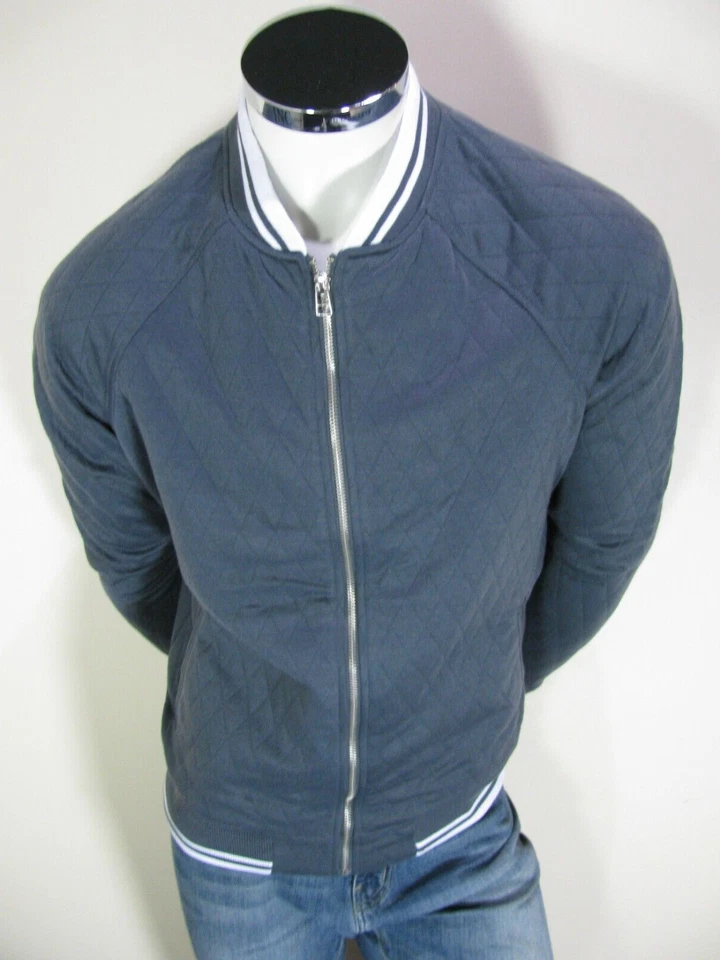 Sovereign Code Princeton Jacket Mens L Gray Slim Fit Varsity Quilted Bomber NWT - Image 3 of 4