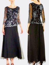 J Kara Women's  3/4 Sleeve Black Beaded Dress Size 6P NWT