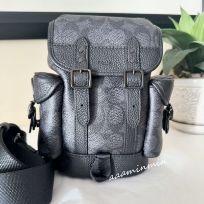 Coach Hitch Backpack 13 in Signature Canvas CE506 Charcoal Black