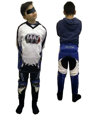 WINNET Tuta completo completino kit mini moto cross bimbo bambino 4 6 8 10 12 14 anni