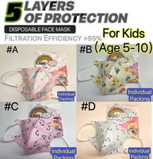 Cartoon KIDS KN95 Face Mask 5 Layer BFE 95% Disposable Respirator USA Seller LOT