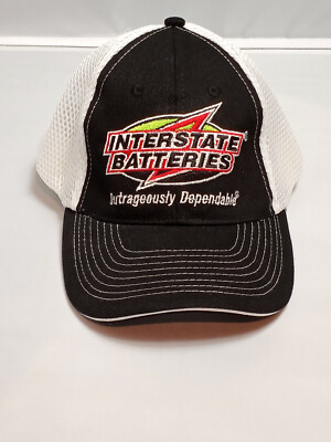 Interstate Batteries Mesh Back Cap  Black White Strap Back*