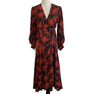 red and black wrap dress Caballero Womens XS Maxi Balloon Sleeve Silk Blend Red/Black Elegant 90% Polyester 10% Spandex student_cat Plus Size Funeral Dresses Size:9-10Y