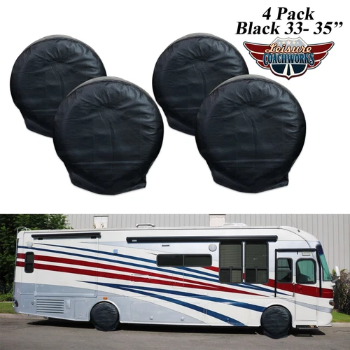Set Of 4 33"-35" Wheel Tire Covers For RV Motorhome Camper Car Truck  4B