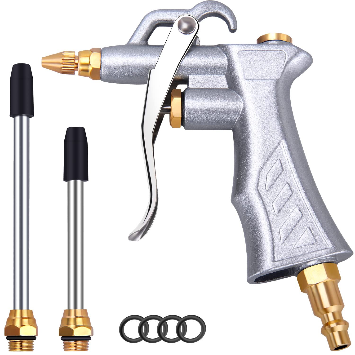 Industrial Air Blow with Brass Adjustable Air Flow Nozzle and 2 Steel Extensi...