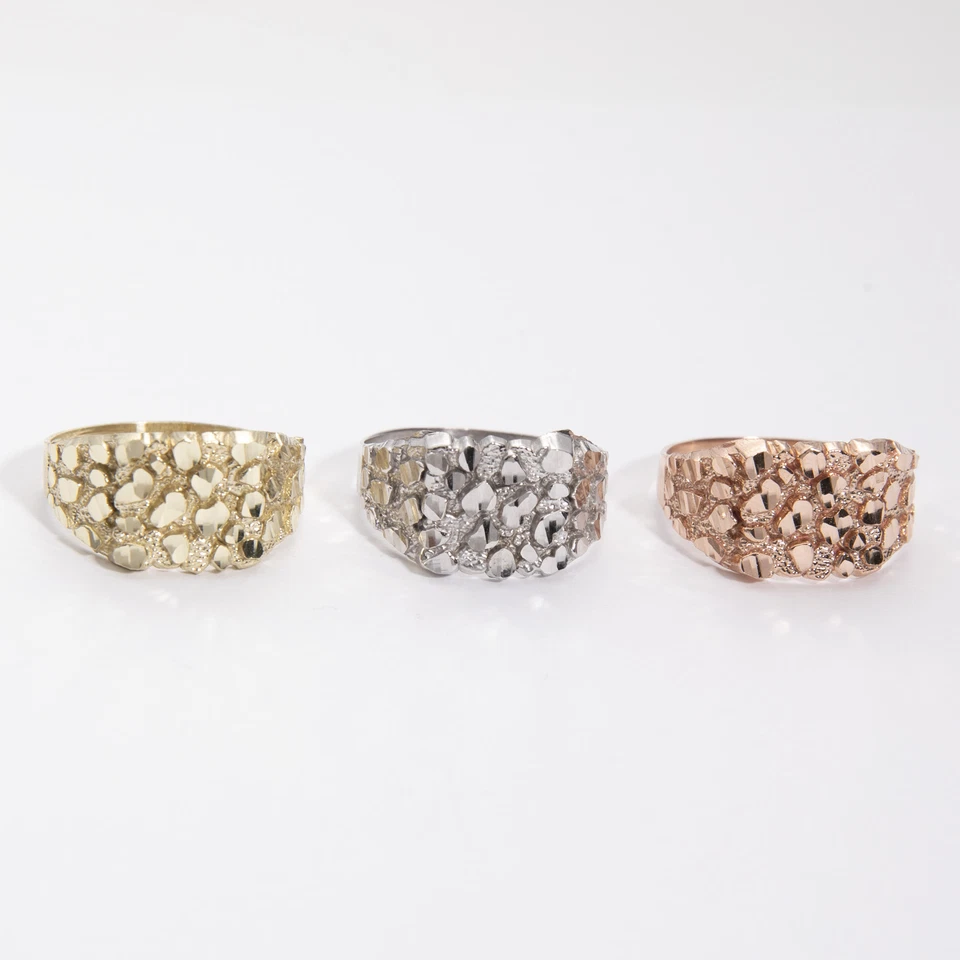 SOLID 14K Gold Medium Square Nugget Ring Yellow White Rose Gold - Image 2 of 4