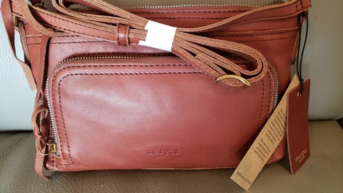 Margot Leather Handbag NWT Molly Zipper messenger bag.  Brandy or Cognac - Picture 5 of 7