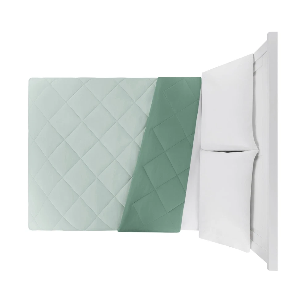 Edredón reversible de microfibra Mainstays, verde, completo/queen, adulto, todas las estaciones Foto 2 de 4