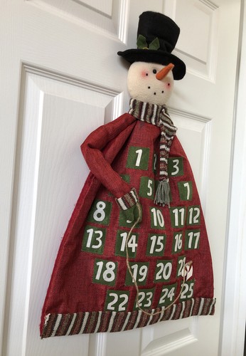 Christmas Snowman Advent 25 Days Countdown Calendar Tall 27” Cloth And Felt - Picture 7 of 9