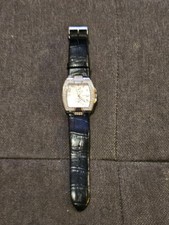 GUESS Silver 37mm Ladies Watch Crystal Collection White Dial Black Leather