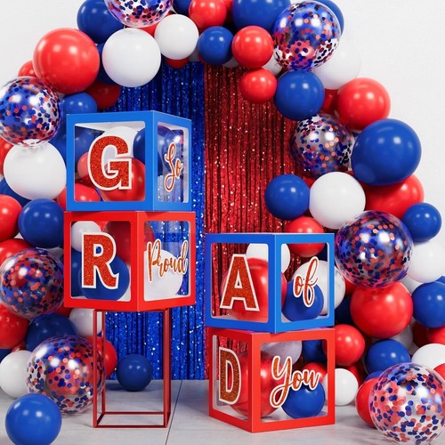 2025 Graduation Party Decorations Set with LED Lights & Balloon Kit - Red & Blue - Picture 7 of 9