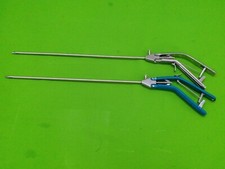 2 Pcs Laparoscopic Needle Holder Driver Straight & Curved Jaw Forceps 5mm x 330m