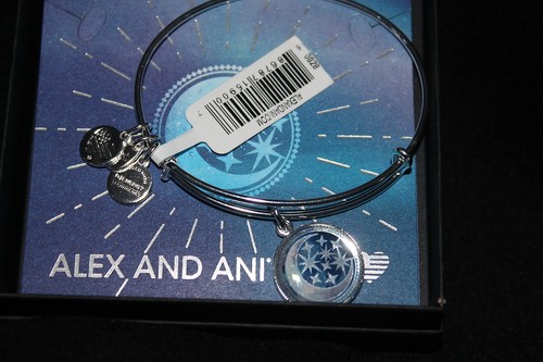 ALEX and ANI Shiny SILVER Art Infusion MOON and STARS BANGLE Bracelet - Picture 3 of 3