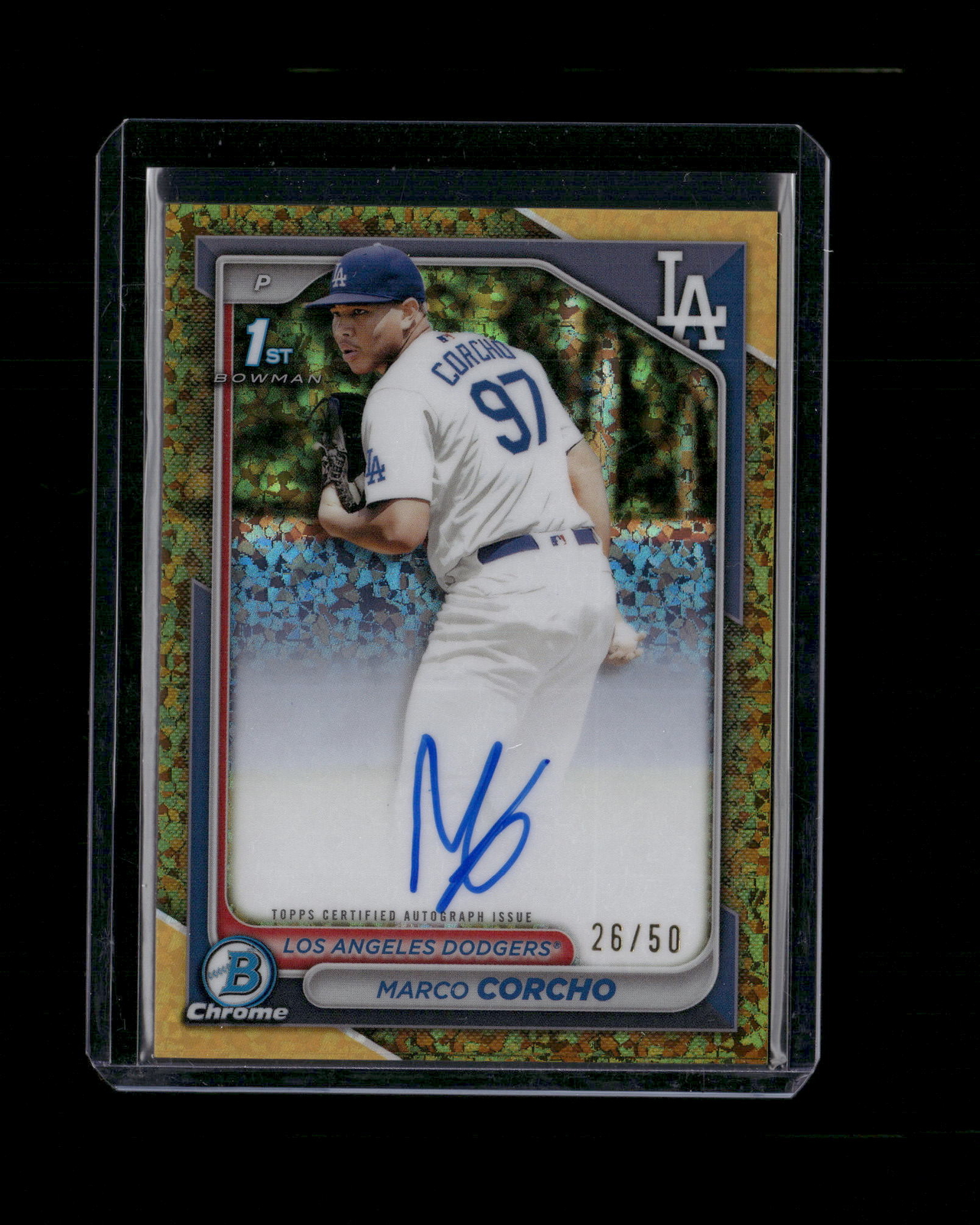 2024 Bowman Chrome Marco Corcho 1st Gold Mini Diamond Auto /50 BL
