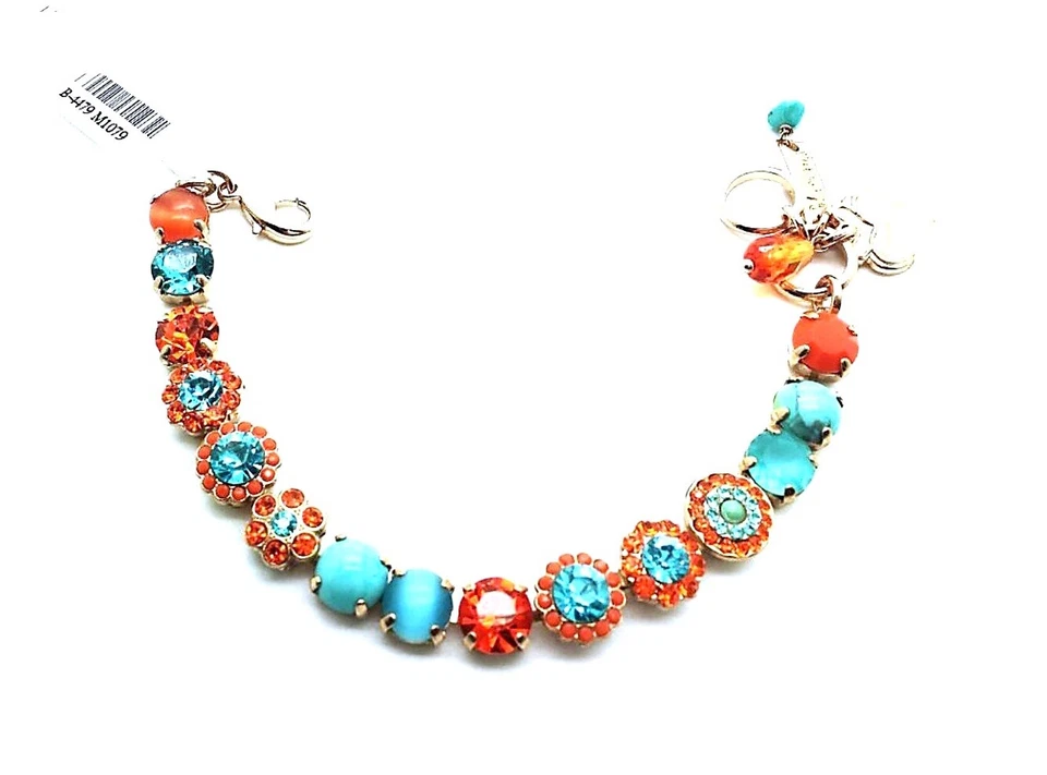 Pulsera Mariana Turquesa y Flor Cristales Austriacos Serengeti África Coll. Foto 2 de 3