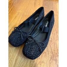 Jeffrey Campbell Women  s 6.5 Prima Embellished Mary Jane Ballet Flat Gem Bow