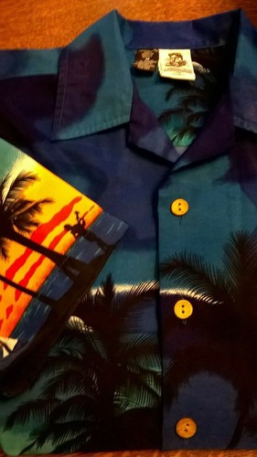 "Kennington LTD California" Blue Polyester S/S Hawaiian Shirt size M - Picture 10 of 11