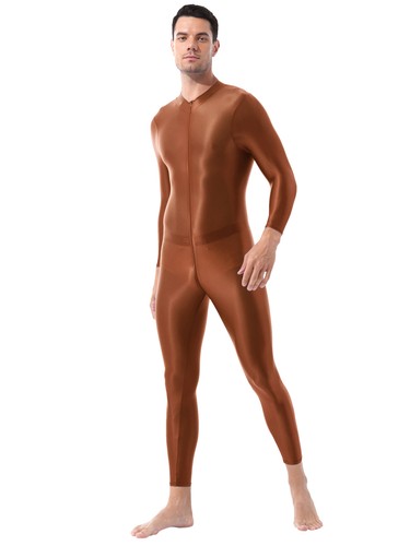 Traje de cuerpo completo para hombre Unitard Zentai de manga larga brillante - Imagen 73 de 90