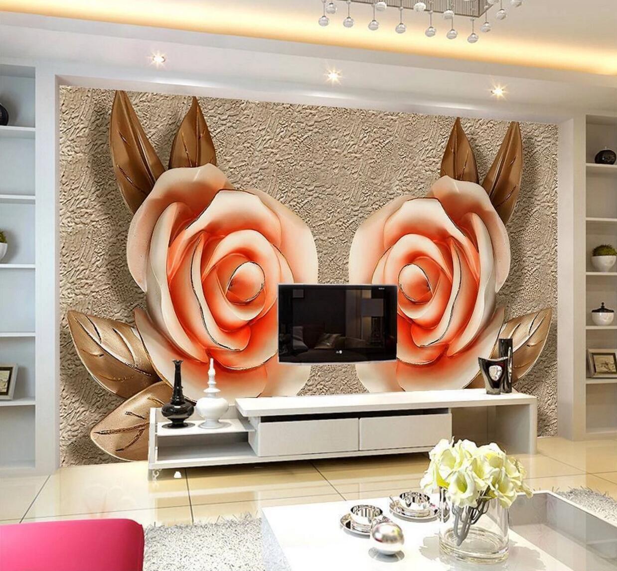 3D Two Pink Flowers 44615NA Wallpaper Wall Murals Removable Wallpaper Fay |  eBay