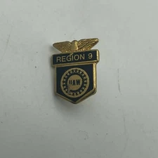 Lapel Pin UAW Region 9 Union United Auto Workers Eagle Vintage Small Clutch Back