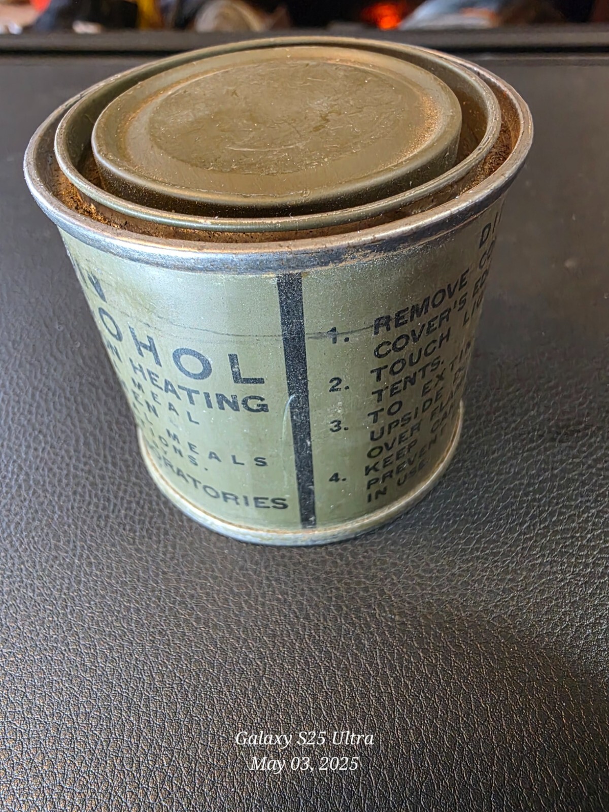 GI WWII Wood Alcohol C Ration Heater Can