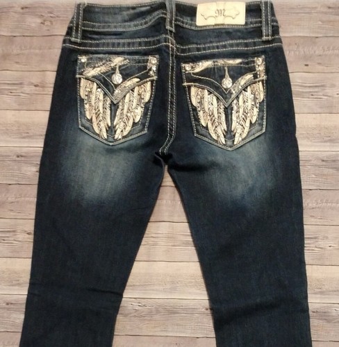 EUC Women's Miss Me Feather Pocket Bootcut Jeans Size 25 - Picture 6 of 7