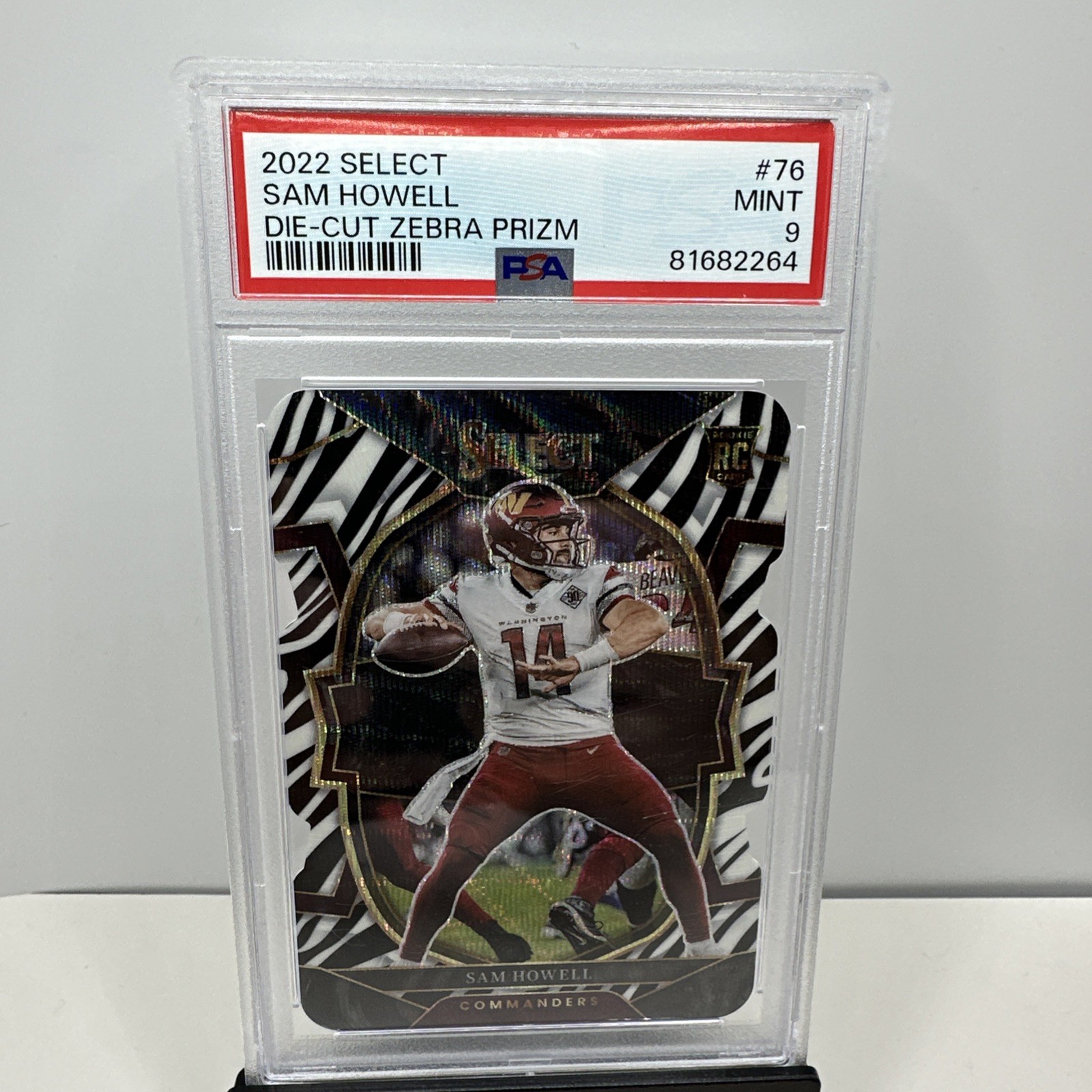 2022 Select Sam Howell RC Concourse Level Die-Cut Zebra Prizm PSA 9 Vikings