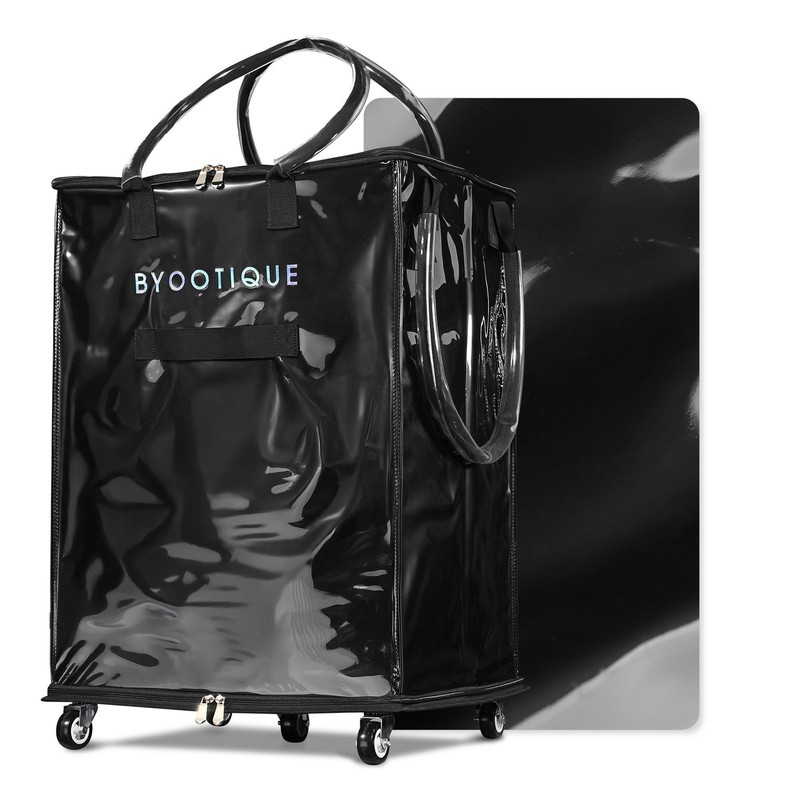 Byootique 20" Rolling Tote Bag Grocery Bag on 5 Wheels for Travel MidnightGlitz