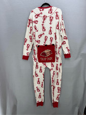 Lazy One Mens Red White Trap Door Lobster Maine One Piece Pajamas Size XL