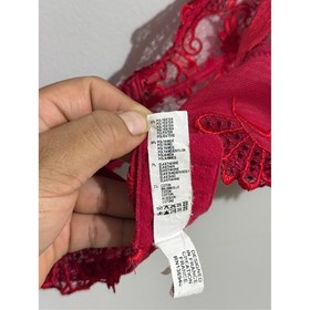 Lise Charmel 36D Red Floral Embroidered Sheer Lace Unlined Underwire Bra Luxury