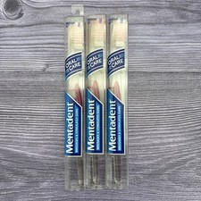3 VTG Mentadent 52 Toothbrush Medium Full Head Flared Side Bristles PINK NOS