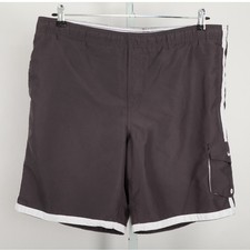 Nike Swim Trunks Mens Size Large Dark Gray White Trim Cargo Pocket Board Shorts