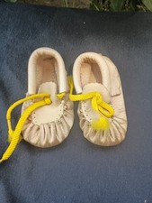 Vintage Toddler Moccasins Canada 1960s Vtg 4" Slippers Costume Booties