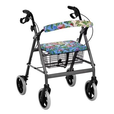 Hummingbird Floral Rollator Seat & Backrest Cover Set