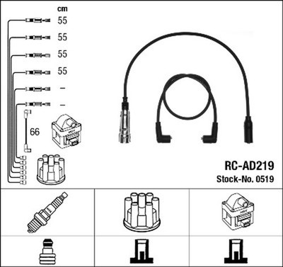 Zündleitungssatz NGK 0519 für VW AUDI 7DB 7DK 70C 70B 70J T4 TRANSPORTER 70K C4
