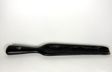 Vintage Long Handle Shoe Horn Black Wood w Crest Medallion Fleur-De-Lis England
